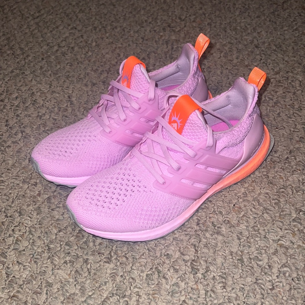 Adidas ultraboosts in pink and orange